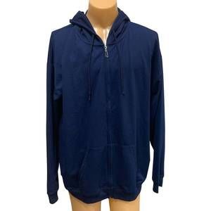 NEW HASUIT men's lightweight polycotton full zip hoodie in navy